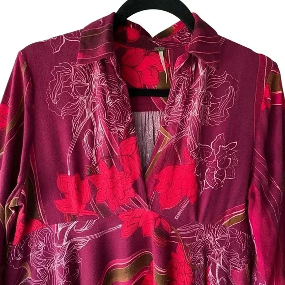 FREE PEOPLE | NWOT | FIELD OF FLOWERS LONG SLEEVE V-NECK TUNIC DRESS | SIZE: XS - Picture 2 of 9